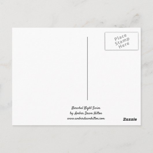 Narwhal Night Swim Briefkaart (Achterkant)
