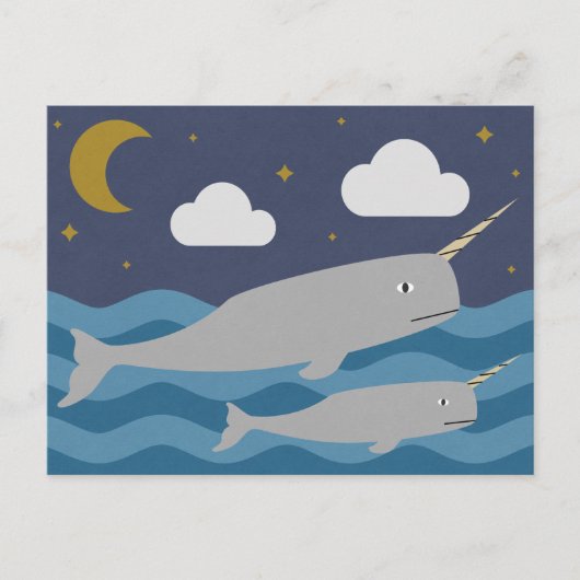 Narwhal Night Swim Briefkaart (Voorkant)