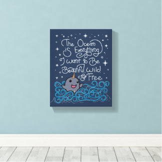 Narwhal Ocean Quote Canvas Afdruk