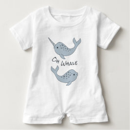 Narwhal Oh Whale Baby Bodysuit (Donkere tekst)