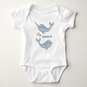 Narwhal Oh Whale Baby Bodysuit (donkere tekst)