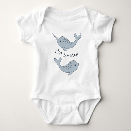 Narwhal Oh Whale Baby Bodysuit (Donkere tekst) (Voorkant)
