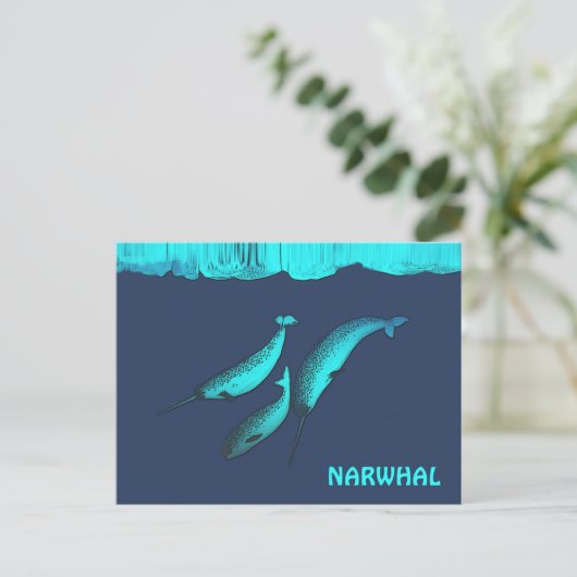 Narwhal onder het ijs briefkaart (Staand voorkant)