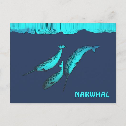 Narwhal onder het ijs briefkaart (Voorkant)