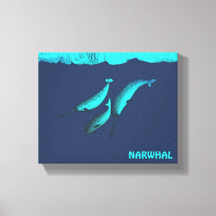 Narwhal onder het ijs canvas afdruk