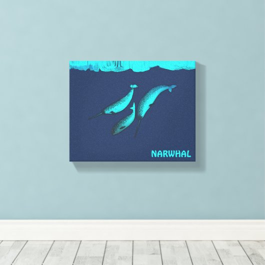 Narwhal onder het ijs canvas afdruk (Insitu (Houten vloer))