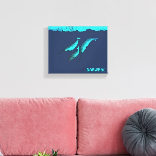 Narwhal onder het ijs canvas afdruk (Insitu (Woonkamer))