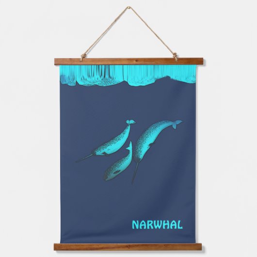 Narwhal onder het ijs hangend wandkleed (Voorkant)