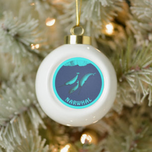 Narwhal onder het ijs keramische bal ornament