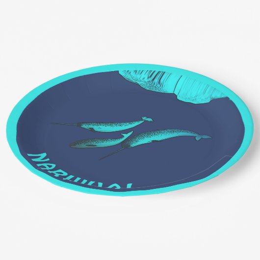 Narwhal onder het ijs papieren bordje (Gekanteld)