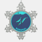 Narwhal onder het ijs tin sneeuwvlok ornament (Voorkant)