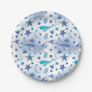 Narwhal Onder het Zee Baby shower Borden Papieren Bordje