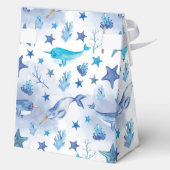 Narwhal Onder het Zee Baby shower gunstbox Bedankdoosjes (Achterkant)