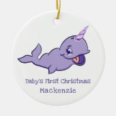 Narwhal Paars | Lavender Magical Zee Unicorn Keramisch Ornament (Voorkant)