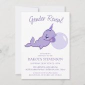 Narwhal Paarse | Lila Magische Zee Bubble Gum Kaart (Voorkant)