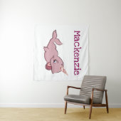 Narwhal Pink | Cartoon Girly Kawaii Chibi - Custom Wandkleed (In Situ (horizontaal))