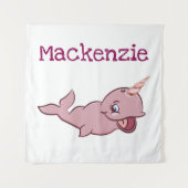 Narwhal Pink | Cartoon Girly Kawaii Chibi - Custom Wandkleed (Voorkant)