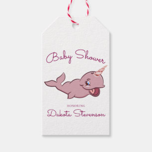 Narwhal Pink   Dierlijke Kawaii Chibi Cartoon Show Cadeaulabel