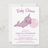Narwhal Pink | Girly Kawaii Chibi Bubblegum Shower Kaart (Voorkant)