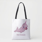 Narwhal Pink | Girly Kawaii Chibi Cartoon Diaper Tote Bag (Voorkant)