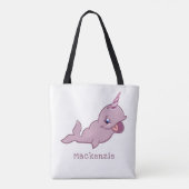 Narwhal Pink | Girly Kawaii Chibi Cartoon Diaper Tote Bag (Achterkant)