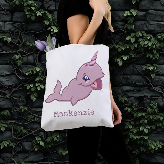 Narwhal Pink | Girly Kawaii Chibi Cartoon Diaper Tote Bag