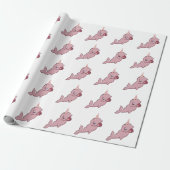 Narwhal Pink | Girly Kawaii Chibi Cartoon Party Cadeaupapier (Uitgerold)