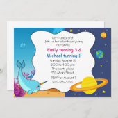 Narwhal planeten kinderen verjaardagsuitnodiging g kaart (Voorkant / Achterkant)