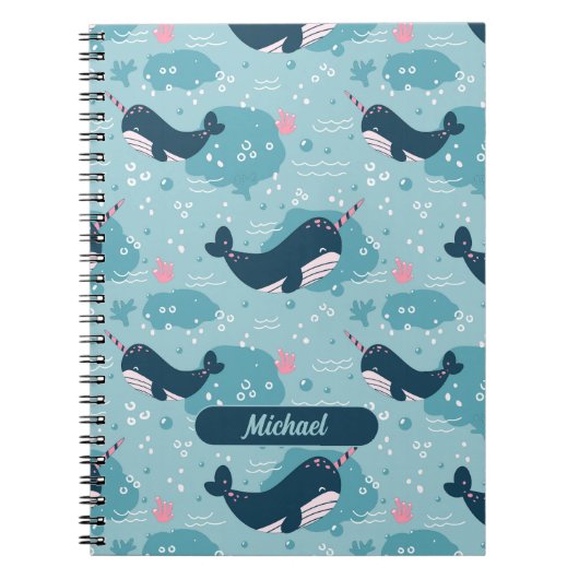 Narwhal Playtime Gepersonaliseerd Spiraal Notitieb Notitieboek (Voorkant)