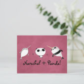Narwhal plus Panda! Briefkaart (Staand voorkant)