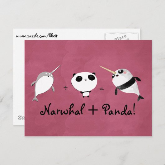 Narwhal plus Panda! Briefkaart (Voorkant / Achterkant)