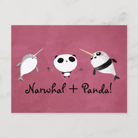 Narwhal plus Panda! Briefkaart (Voorkant)