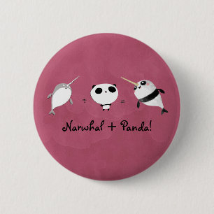 Narwhal plus Panda! Ronde Button 5,7 Cm