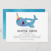 Narwhal Pool Float Birthday Pool Kaart (Voorkant / Achterkant)