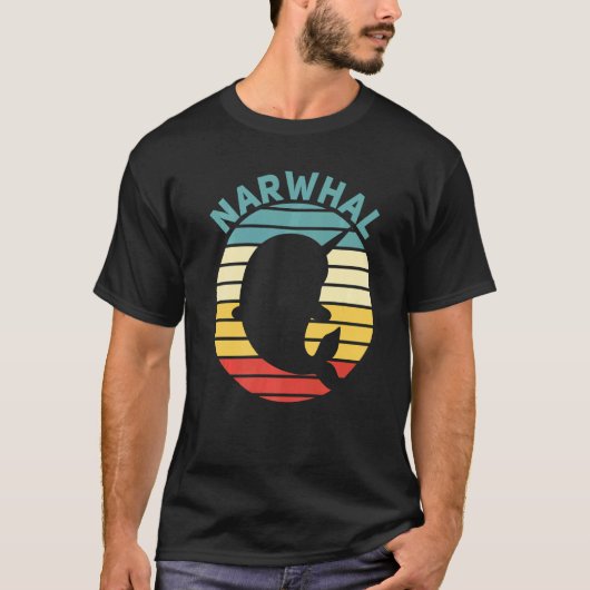 Narwhal Retro Sunset Unicorn of the Sea Narwhal T-shirt (Voorkant)