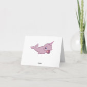 Narwhal Roze | Mergel Kawaii Chibi Cartoon Dier Bedankkaart (Achterkant)