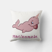 Narwhal Roze | Muts Kawaii Chibi Cartoon Maatwerk Kussen (Achterkant)