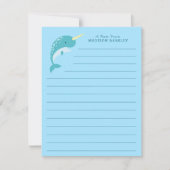 Narwhal Schattige Kind Bedankkaart (Voorkant)