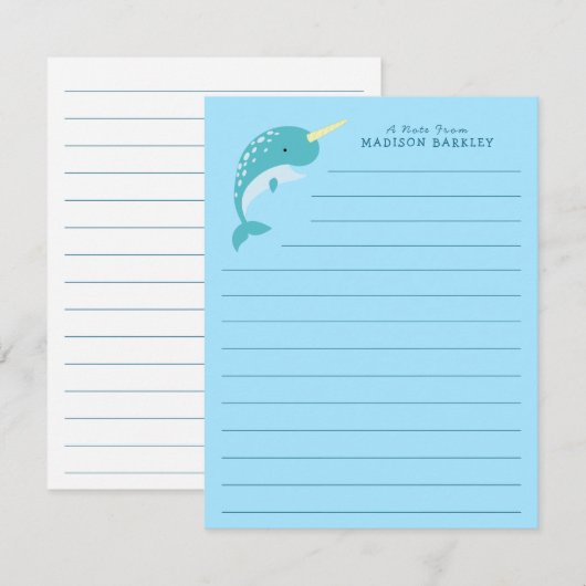 Narwhal Schattige Kind Bedankkaart (Voorkant / Achterkant)