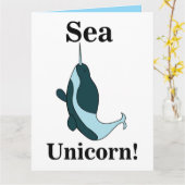 Narwhal Sea Unicorn Funny Kaart (Gele Bloem)