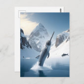 Narwhal springt uit het meer briefkaart (Voorkant / Achterkant)