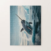Narwhal springt uit het poolwater legpuzzel (Verticaal)