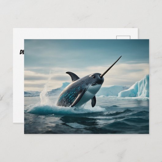 Narwhal springt uit het water briefkaart (Voorkant / Achterkant)