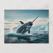 Narwhal springt uit het water briefkaart (Voorkant)