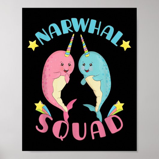 Narwhal Squad Schattige Kawaii Narwhals Narwhale Poster (Voorkant)