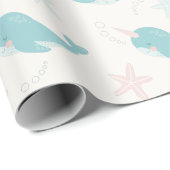 Narwhal & Starfish Patroon Wit Cadeaupapier (Rol Hoek)