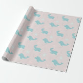 Narwhal & Starfish Pattern Light Roze Cadeaupapier (Uitgerold)