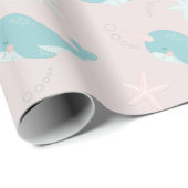 Narwhal & Starfish Pattern Light Roze Cadeaupapier (Rol Hoek)