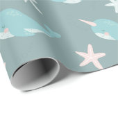 Narwhal & Starfish Pattern Zee Groen Cadeaupapier (Rol Hoek)