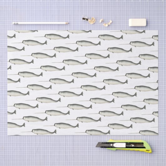Narwhal-tekening #3 Tissuepapier (Craft)